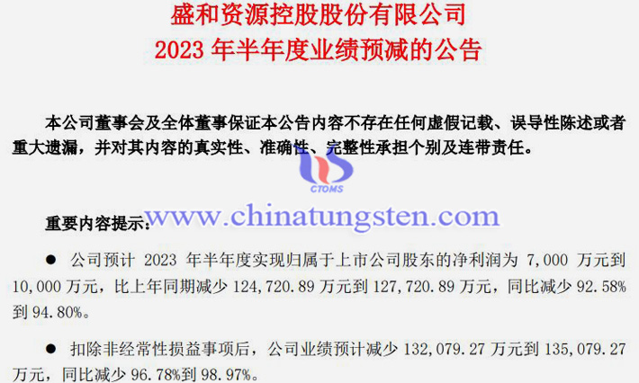 盛和資源淨(jìng)2023年上半年業(yè)績(jī)預(yù)告圖片