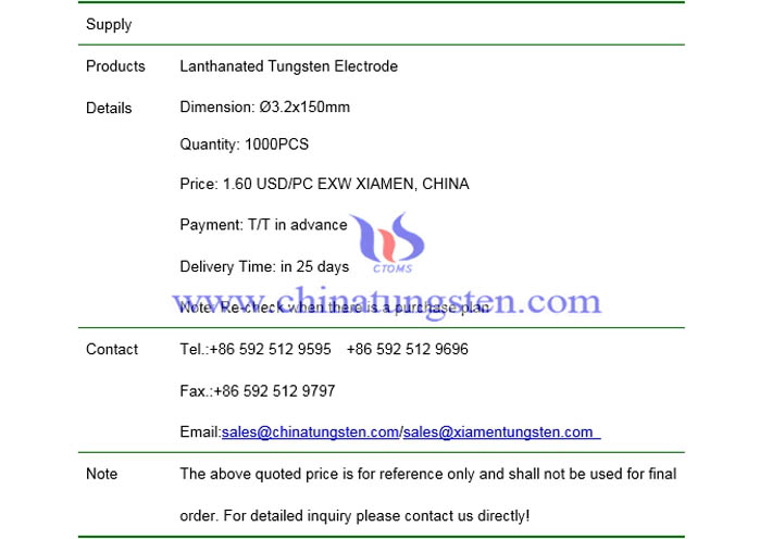 lanthanated tungsten electrode latest price photo