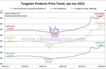 Tungsten Price Trend from January to June 6, 2025
