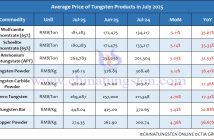 Average Price of Tungsten Products in July 2025