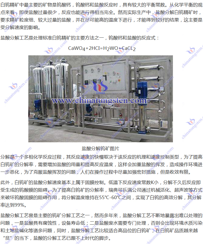 鎢礦分解工藝-鹽酸分解圖片