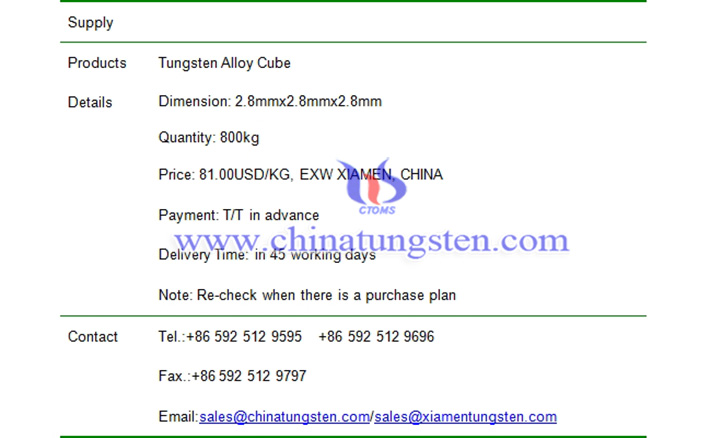 tungsten alloy cube price image