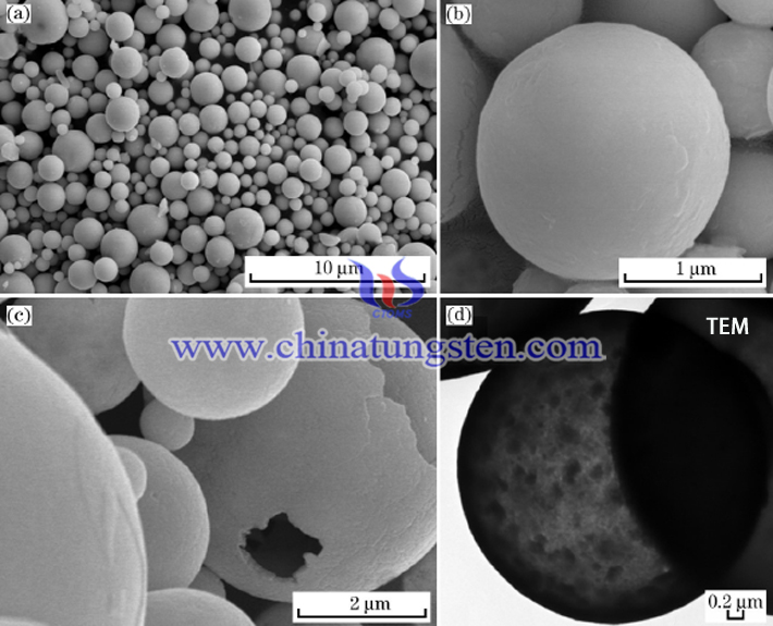 hollow ammonium metatungstate sphere SEM and TEM picture