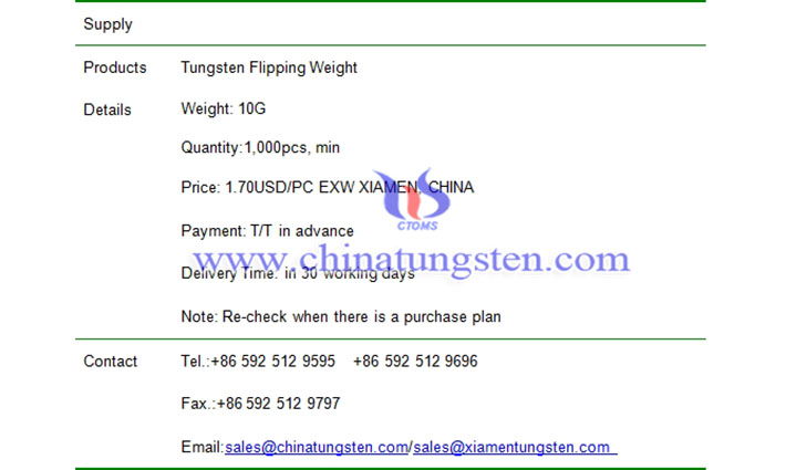 tungsten flipping weight price picture