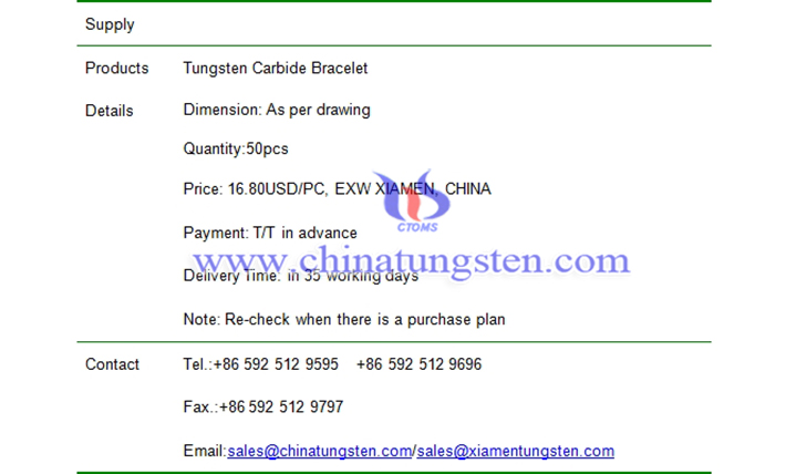 tungsten carbide bracelet price picture