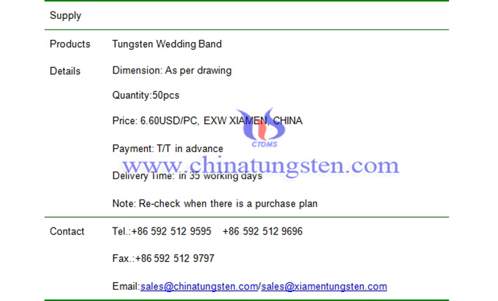 tungsten wedding band price picture