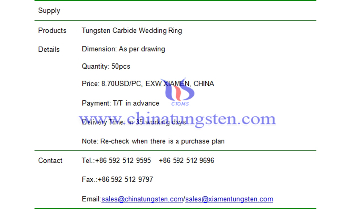 tungsten carbide wedding ring price picture