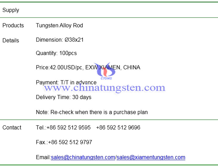 tungsten alloy rod price image