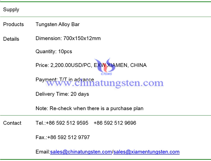 tungsten alloy bar price image