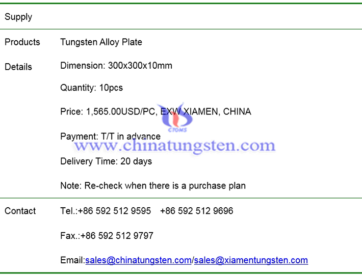 tungsten alloy plate price image