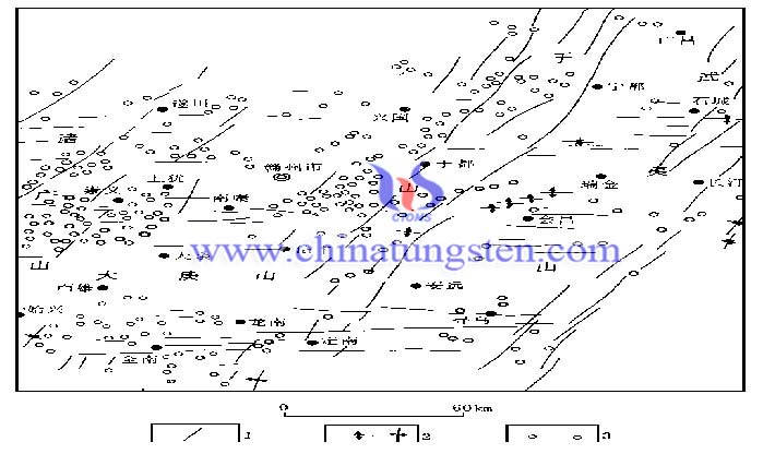 贛南鎢礦分佈圖